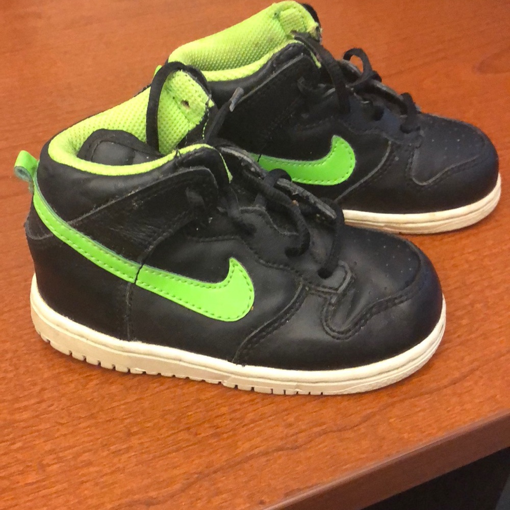 Lime Green/Black Nike Dunk High Toddler 8C
